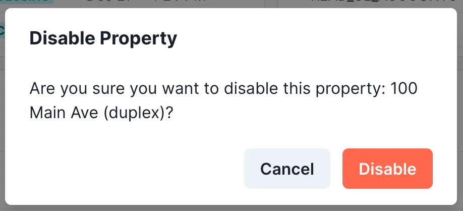 Disable Property Modal