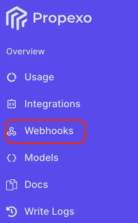 Webhooks Menu