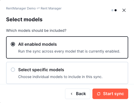 Model selection for a back sync